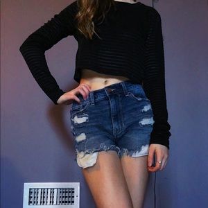 Black Forever 21 See Through Crop Top